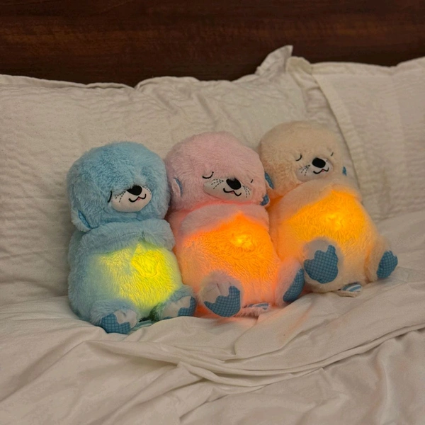 Portable Breathing Teddy Bear Soft Toy Plush Sound Machine, Baby Gift with Music, Lights & Breathing Motion Infant Toys for Newborns, Soft Breathing Stitch Teddy - SRT1