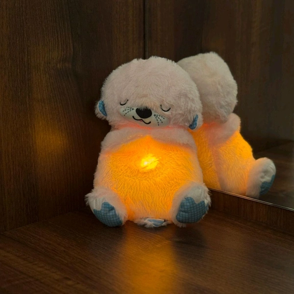Portable Breathing Teddy Bear Soft Toy Plush Sound Machine, Baby Gift with Music, Lights & Breathing Motion Infant Toys for Newborns, Soft Breathing Stitch Teddy - SRT1