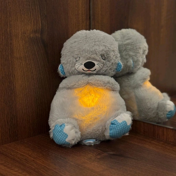 Portable Breathing Teddy Bear Soft Toy Plush Sound Machine, Baby Gift with Music, Lights & Breathing Motion Infant Toys for Newborns, Soft Breathing Stitch Teddy - SRT5