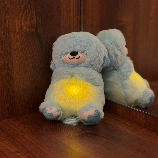 Portable Breathing Teddy Bear Soft Toy Plush Sound Machine, Baby Gift with Music, Lights & Breathing Motion Infant Toys for Newborns, Soft Breathing Stitch Teddy - SRT6