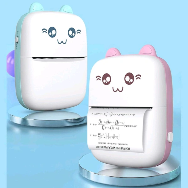 Pocket Mini Printer, Mobile Phone Bluetooth Connection Wireless Mini Thermal Printer with Android or iOS APP for Pictures, Portable Smart Printer, Contains 1 Rolls Thermal Paper, with Fast Paper Output for Photo Image - With 3 Extra Thermal Paper