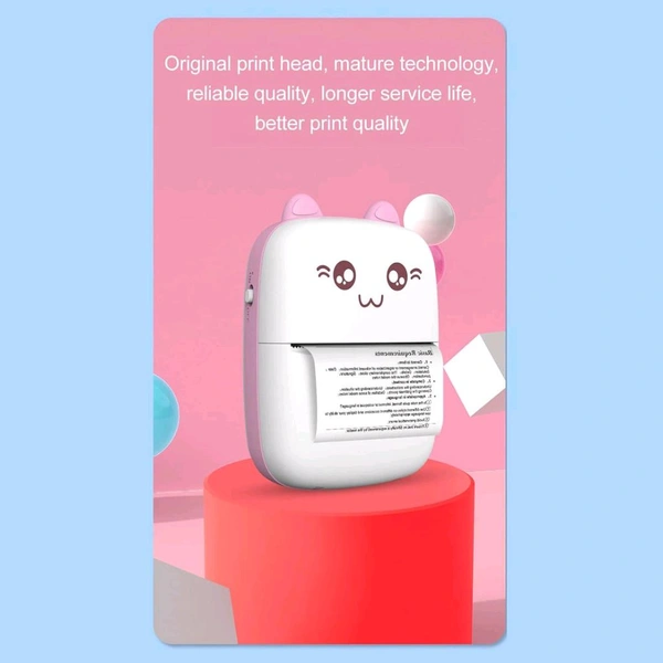 Pocket Mini Printer, Mobile Phone Bluetooth Connection Wireless Mini Thermal Printer with Android or iOS APP for Pictures, Portable Smart Printer, Contains 1 Rolls Thermal Paper, with Fast Paper Output for Photo Image - With 3 Extra Thermal Paper