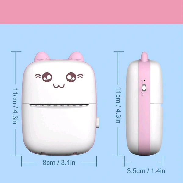Pocket Mini Printer, Mobile Phone Bluetooth Connection Wireless Mini Thermal Printer with Android or iOS APP for Pictures, Portable Smart Printer, Contains 1 Rolls Thermal Paper, with Fast Paper Output for Photo Image - With 3 Extra Thermal Paper