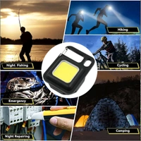 LED Battery Operated Keychain Flashlight Small Work Light with Folding Bracket Bottle Opener for Camping, Hiking, Emergency, COB Light (1 Pc)
