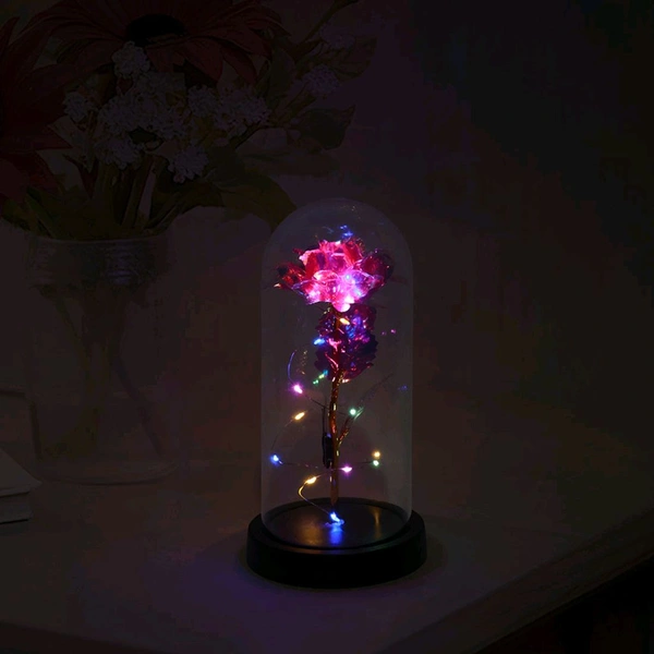 LED Decorative Rose with Butterfly in Transparent Plastic Dome – Battery-Operated Romantic Light Display with Warm Fairy Lights – Gift for Valentine's Day, Anniversary, Birthday & Home Decor