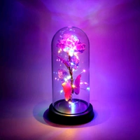 LED Decorative Rose with Butterfly in Transparent Plastic Dome – Battery-Operated Romantic Light Display with Warm Fairy Lights – Gift for Valentine's Day, Anniversary, Birthday & Home Decor