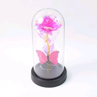LED Decorative Rose with Butterfly in Transparent Plastic Dome – Battery-Operated Romantic Light Display with Warm Fairy Lights – Gift for Valentine's Day, Anniversary, Birthday & Home Decor