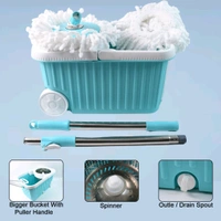 Apex Magic 360° Spin Mop Cleaning System with Stainless Steel Spinner, Heavy-Duty Wheels, Drain Spout, Telescopic Handle & Twin Mop Heads – Premium Bucket Mop Set for Effortless Home and Floor Cleaning