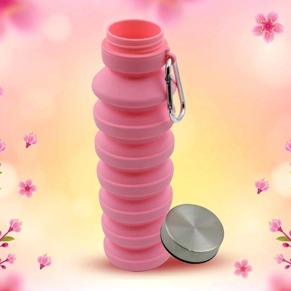 Foldable Water Bottle, Silicone Leak Proof Portable Sports Travel Water Bottle for Outdoor, Gym, Hiking (1 Pc / 24 cm Foldable)
