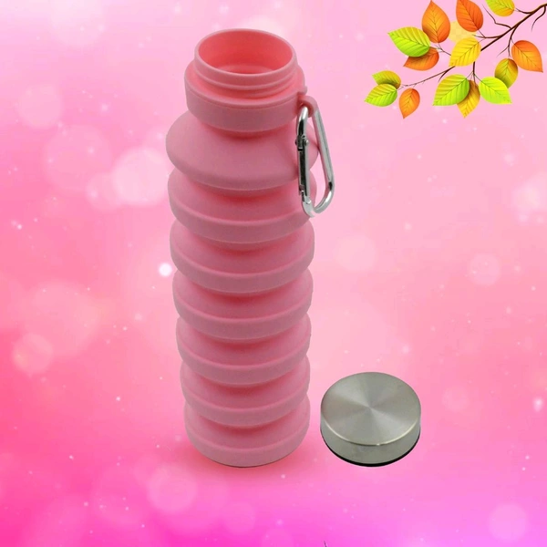 Foldable Water Bottle, Silicone Leak Proof Portable Sports Travel Water Bottle for Outdoor, Gym, Hiking (1 Pc / 24 cm Foldable)

