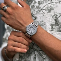 New Sabr Magnetic Magnetic Ball Unique Watch For Men | New Fashionable Business Mens Watch Creative Unique Rotating Magnetic Beads Black Classic Watch Exquisite Watch - Silver