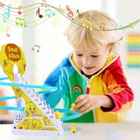 Ducks Climb Stairs Toy Roller Coaster, Electric Duck Chasing Race Track Set, Fun Duck Stair Climbing Toy with Flashing Lights Music and 3 Ducks, Small Ducks Climbing Toys