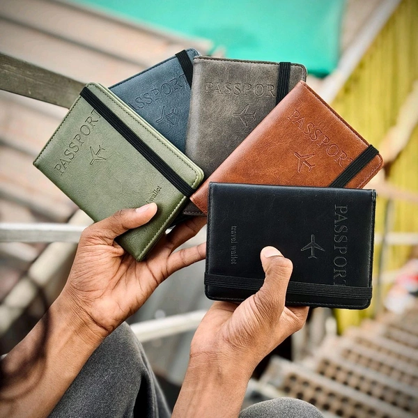 Passport Holder Leather Travel Wallet - Pu leather wallet, RFID Blocking Passport Wallet, Credit Card holder, Passport Cover - SRW1