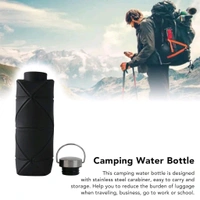 Collapsible Silicone Water Bottle with Stainless Steel Lid – Leakproof, Foldable, Portable Travel Bottle for Gym, Office, Hiking & Outdoor Use 