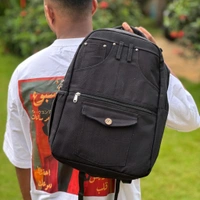 Backpack Canvas Backpack Casual School Book Bug Women And Men Laptop Travel Rack Sack College Shoulder Bag Lightweight Large Capacity
 - Black