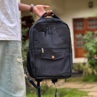 Backpack Canvas Backpack Casual School Book Bug Women And Men Laptop Travel Rack Sack College Shoulder Bag Lightweight Large Capacity
 - Blue