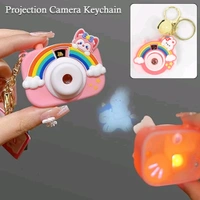 Creative Simulation Projective Camera Keychain WITH Zinc Alloy Ring, Suitable for Bagpack, side purse, girl, kids-play Key Ring Rainbow Projection Camera Keychain Student Couple School bag Exquisite Hanger Keychain
