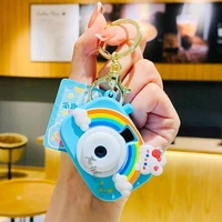 Creative Simulation Projective Camera Keychain WITH Zinc Alloy Ring, Suitable for Bagpack, side purse, girl, kids-play Key Ring Rainbow Projection Camera Keychain Student Couple School bag Exquisite Hanger Keychain