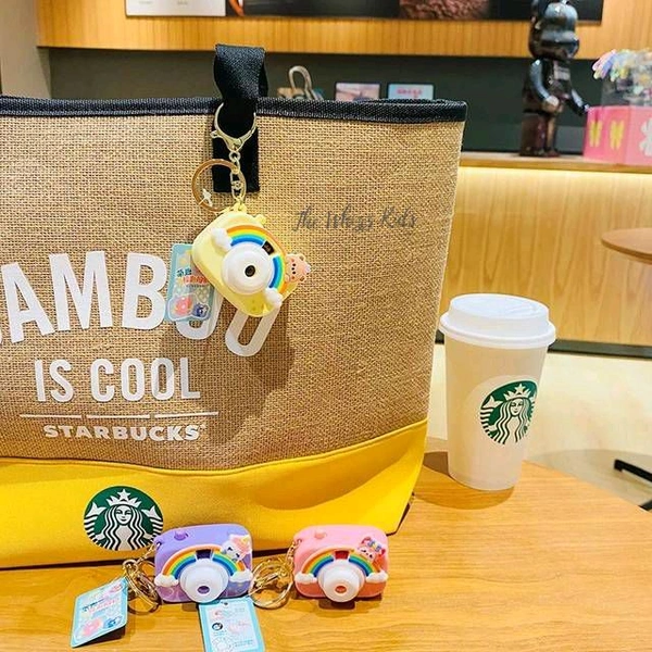 Creative Simulation Projective Camera Keychain WITH Zinc Alloy Ring, Suitable for Bagpack, side purse, girl, kids-play Key Ring Rainbow Projection Camera Keychain Student Couple School bag Exquisite Hanger Keychain