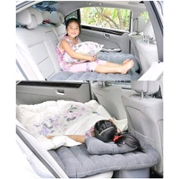 Car Inflatable Bed with 2 Pillows & Air Pump (Portable) For Travel, Camping, Vacation | Polyester Inflatable Travel Car Bed Air Sofa with Two Inflatable Pillow and Air Pump for Car Back Seat