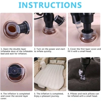 Car Inflatable Bed with 2 Pillows & Air Pump (Portable) For Travel, Camping, Vacation | Polyester Inflatable Travel Car Bed Air Sofa with Two Inflatable Pillow and Air Pump for Car Back Seat