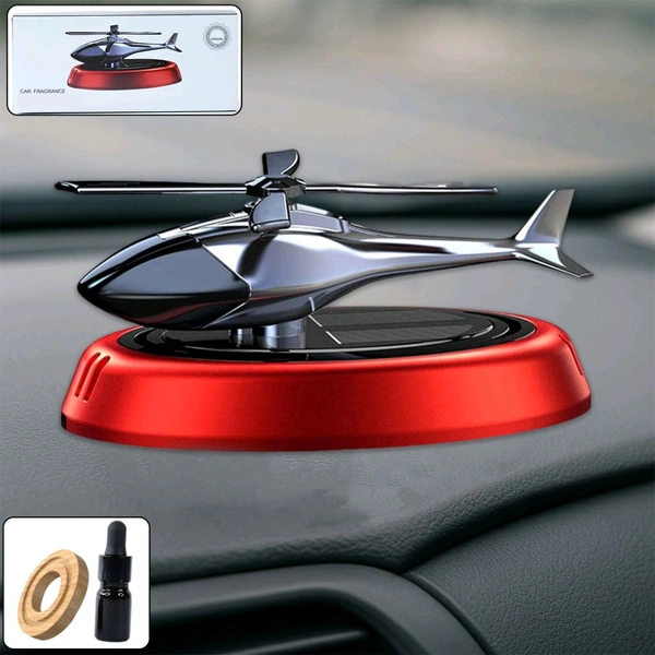 Solar-Powered Rotating Helicopter Car Air Freshener with Essential Oil Diffuser – Dashboard-Mounted Fragrance Diffuser with Propeller Spin & Refill Oil Bottle – Stylish Car Interior Accessory
