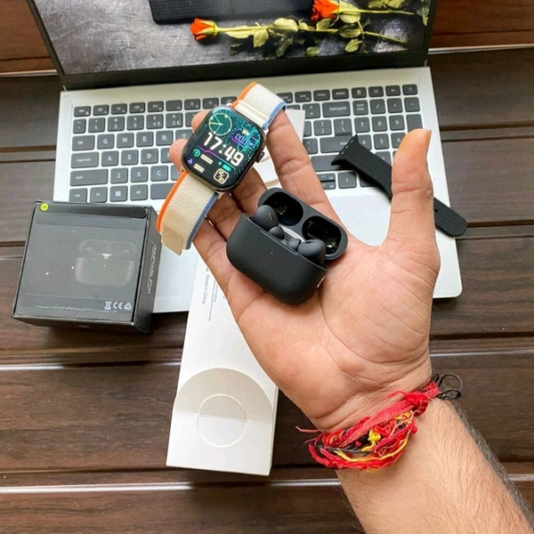 Best Value Combo Deal | Series 9 Smartwatch + TWS Earbuds (Black Edition) + Dual Strap