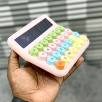 Cute Pastel 12-Digit Desktop Calculator | Big Buttons | Dual Power | Student & Office Friendly