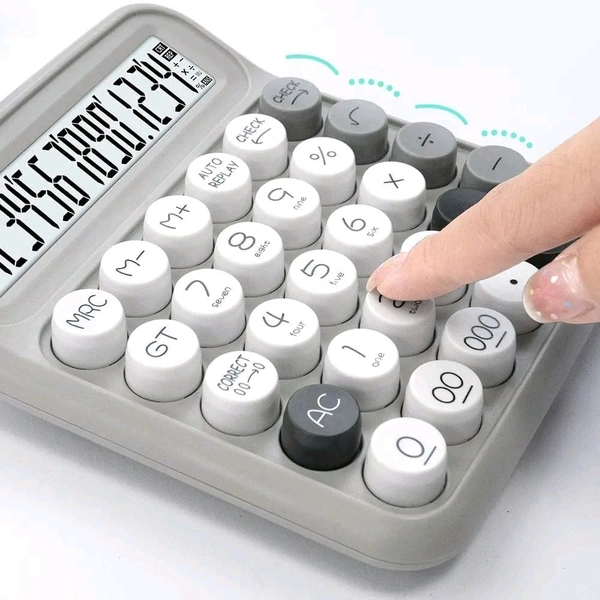 Cute Pastel 12-Digit Desktop Calculator | Big Buttons | Dual Power | Student & Office Friendly
