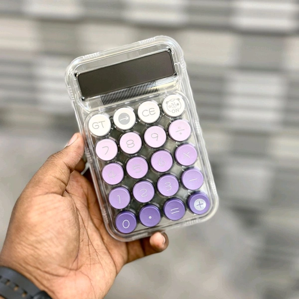 Aesthetic Purple Calculator with Round Keys | 12-Digit Display | Solar + Battery Dual Power