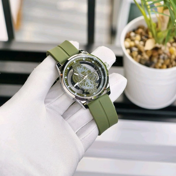 Transparent Design Analog Quartz Movement Watch With High Quality Strap Best finishing Body & Case - Green
