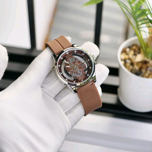 Transparent Design Analog Quartz Movement Watch With High Quality Strap Best finishing Body & Case - Brown