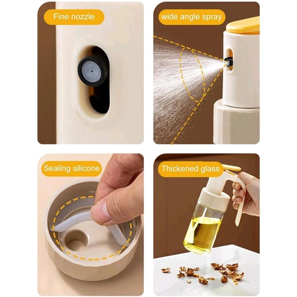 250Ml Glass Oil Sprayer Bottle with Press Handle – Refillable Kitchen Spray Dispenser for Cooking, BBQ, Baking & Salad Dressing