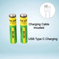 AAA 800 mWh Rechargeable Batteries, Double A High Capacity 1.5V Pre-Charged for Garden Landscaping Solar Lights, String Lights, Remotes, Wireless Mouses, Radio, (Combo Of 2 Batteries With Cable)