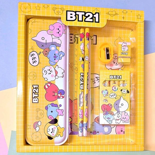 Stationery Kit for Kids - Stationery Set, Includes Metal Pencil Box, Sharpener, Pencil and Eraser Set, School Supply Set, Birthday Return Gift for Kids, Boys, Girls