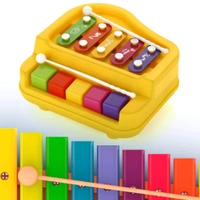  2 in 1 Baby Piano Xylophone Toy for Toddlers, 5 Multicolored Key Keyboard Xylophone Piano, Preschool Educational Musical Learning Instruments Toy for Baby Kids Girls Boys 3+ Years 
