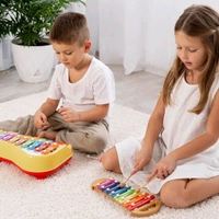  2 in 1 Baby Piano Xylophone Toy for Toddlers, 5 Multicolored Key Keyboard Xylophone Piano, Preschool Educational Musical Learning Instruments Toy for Baby Kids Girls Boys 3+ Years 
