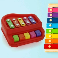  2 in 1 Baby Piano Xylophone Toy for Toddlers, 5 Multicolored Key Keyboard Xylophone Piano, Preschool Educational Musical Learning Instruments Toy for Baby Kids Girls Boys 3+ Years 