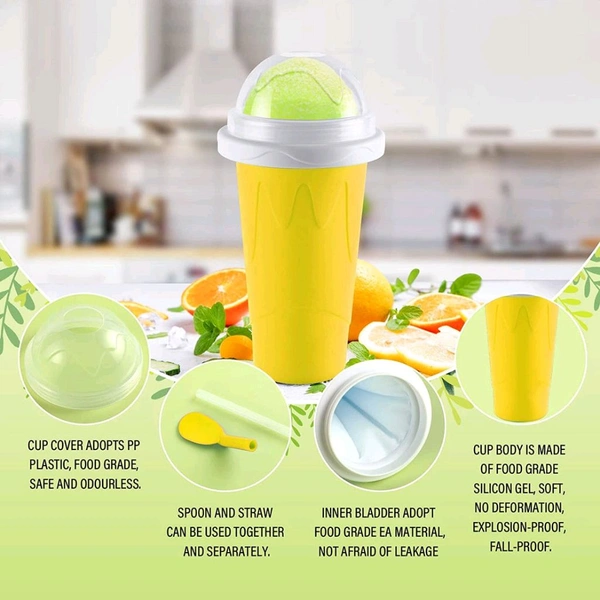 Smoothies Maker Cup, Magic Quick Frozen Smoothies Cup Cooling Cup Double Layer Squeeze Cup Slushy Maker, Homemade Milk Shake Ice Cream Maker DIY it for Children and Family