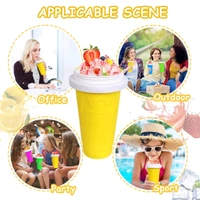 Smoothies Maker Cup, Magic Quick Frozen Smoothies Cup Cooling Cup Double Layer Squeeze Cup Slushy Maker, Homemade Milk Shake Ice Cream Maker DIY it for Children and Family