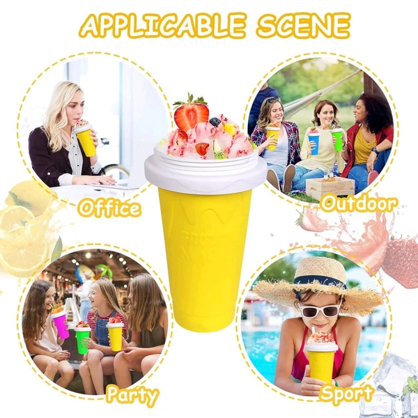 Smoothies Maker Cup, Magic Quick Frozen Smoothies Cup Cooling Cup Double Layer Squeeze Cup Slushy Maker, Homemade Milk Shake Ice Cream Maker DIY it for Children and Family