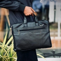 Premium Black PU Leather Office Laptop Bag – Sleek & Stylish Work Companion
