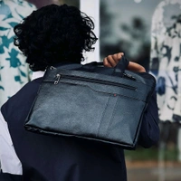 Premium Black PU Leather Office Laptop Bag – Sleek & Stylish Work Companion
