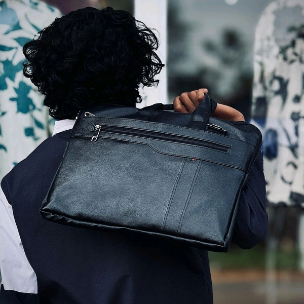Premium Black PU Leather Office Laptop Bag – Sleek & Stylish Work Companion
