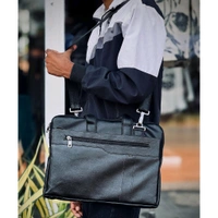Premium Black PU Leather Office Laptop Bag – Sleek & Stylish Work Companion

