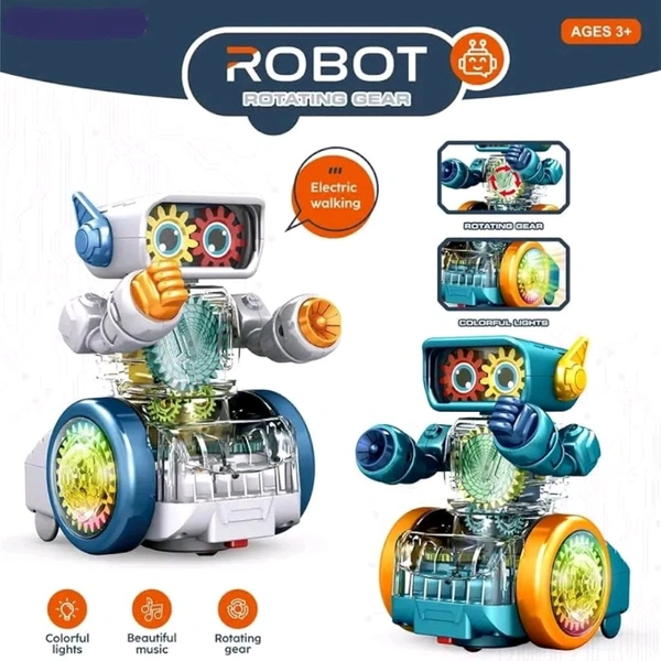 Rotating Gear Robot Toy – Light-Up, Music & Electric Walking
