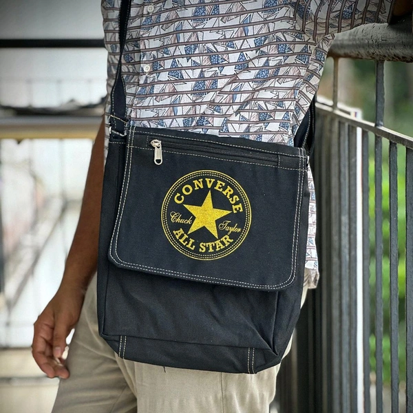 Street-Style Canvas Messenger Sling Bag | Bold Design | Unisex Crossbody Casual Bag for College, Work & Travel - SRB4