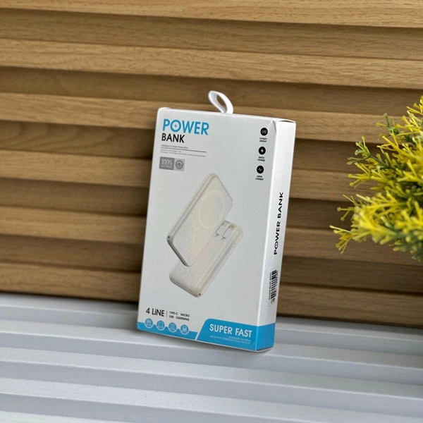 Super Fast Wireless Power Bank | 4 In-Built Cables + Magsafe Ring | 10000mAh Slim & Portable Design