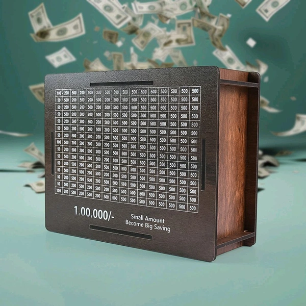 Wooden Money / Piggy Bank, Money Box, Coin Box with Carved Design for Kids / Children, Savings Challenge Box, Cash Vault Wooden Savings Box, Coin Piggy Bank, Money Save Box Smash, Money Saver