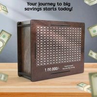 Wooden Money / Piggy Bank, Money Box, Coin Box with Carved Design for Kids / Children, Savings Challenge Box, Cash Vault Wooden Savings Box, Coin Piggy Bank, Money Save Box Smash, Money Saver